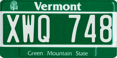 VT license plate XWQ748