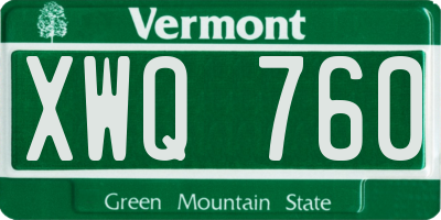 VT license plate XWQ760