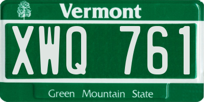 VT license plate XWQ761