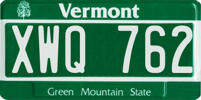 VT license plate XWQ762