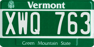 VT license plate XWQ763