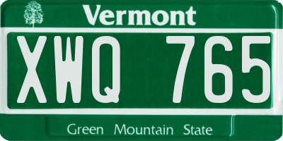 VT license plate XWQ765