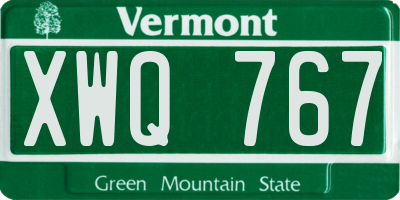 VT license plate XWQ767
