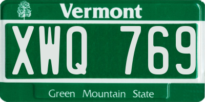 VT license plate XWQ769