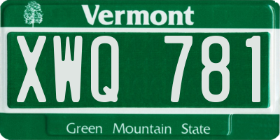 VT license plate XWQ781
