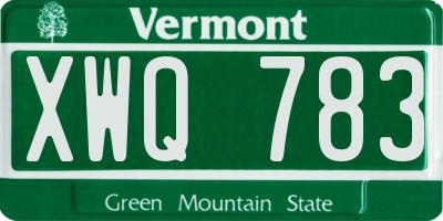VT license plate XWQ783