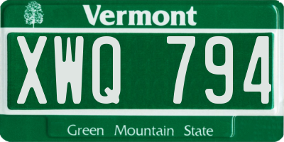 VT license plate XWQ794