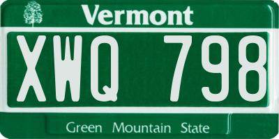 VT license plate XWQ798
