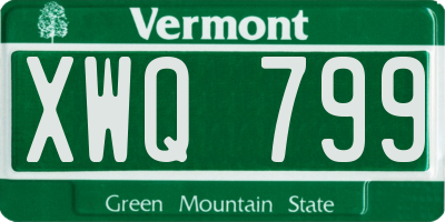 VT license plate XWQ799