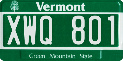 VT license plate XWQ801