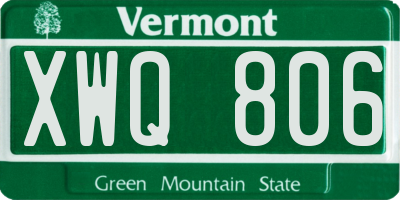VT license plate XWQ806