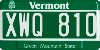 VT license plate XWQ810