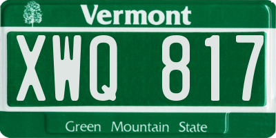 VT license plate XWQ817