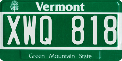 VT license plate XWQ818