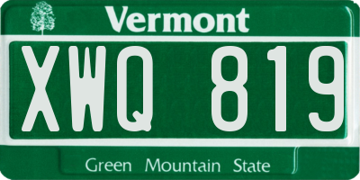 VT license plate XWQ819