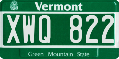 VT license plate XWQ822