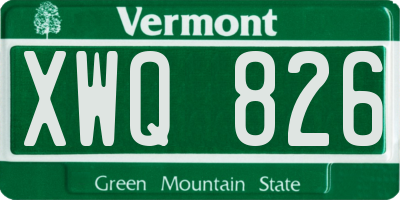 VT license plate XWQ826