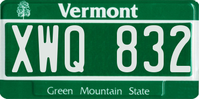 VT license plate XWQ832