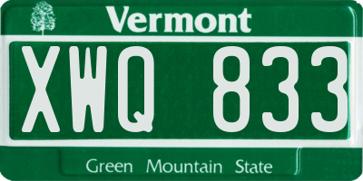 VT license plate XWQ833
