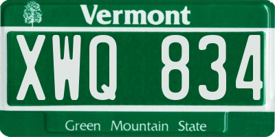 VT license plate XWQ834