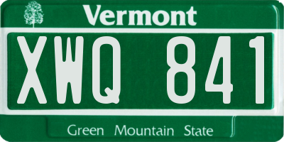 VT license plate XWQ841