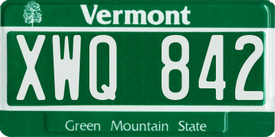 VT license plate XWQ842