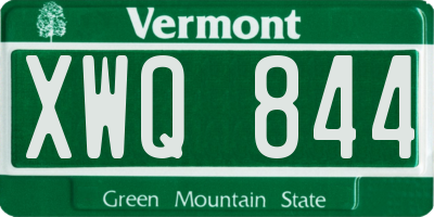 VT license plate XWQ844