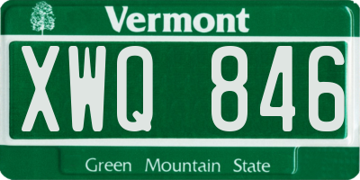 VT license plate XWQ846