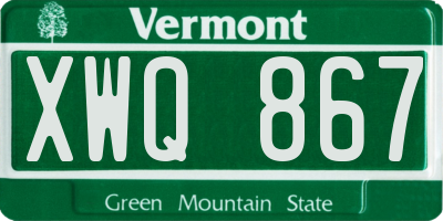VT license plate XWQ867