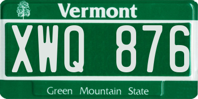 VT license plate XWQ876