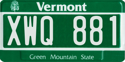 VT license plate XWQ881