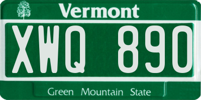 VT license plate XWQ890