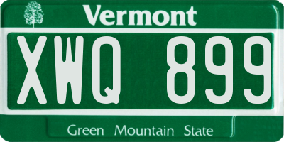 VT license plate XWQ899