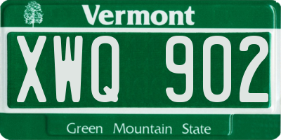 VT license plate XWQ902