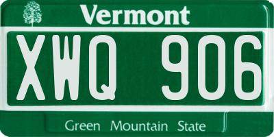 VT license plate XWQ906