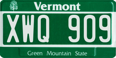 VT license plate XWQ909
