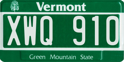 VT license plate XWQ910