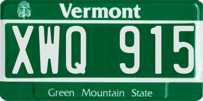 VT license plate XWQ915