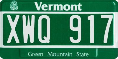 VT license plate XWQ917