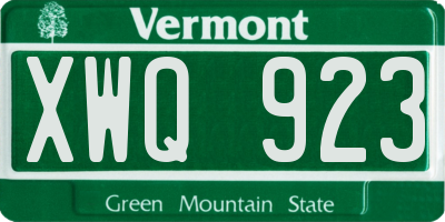VT license plate XWQ923