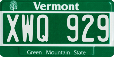 VT license plate XWQ929