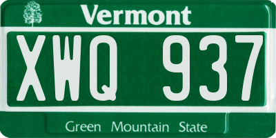 VT license plate XWQ937