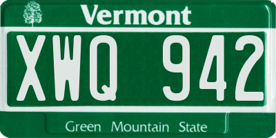 VT license plate XWQ942
