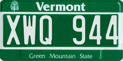 VT license plate XWQ944