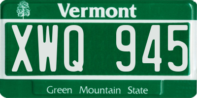 VT license plate XWQ945