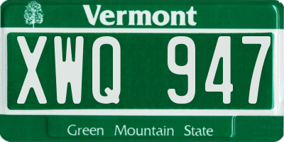VT license plate XWQ947