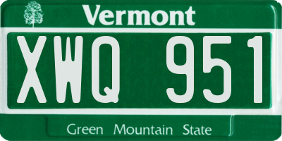 VT license plate XWQ951