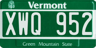 VT license plate XWQ952
