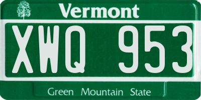 VT license plate XWQ953