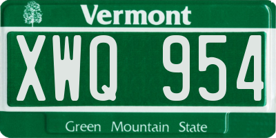 VT license plate XWQ954